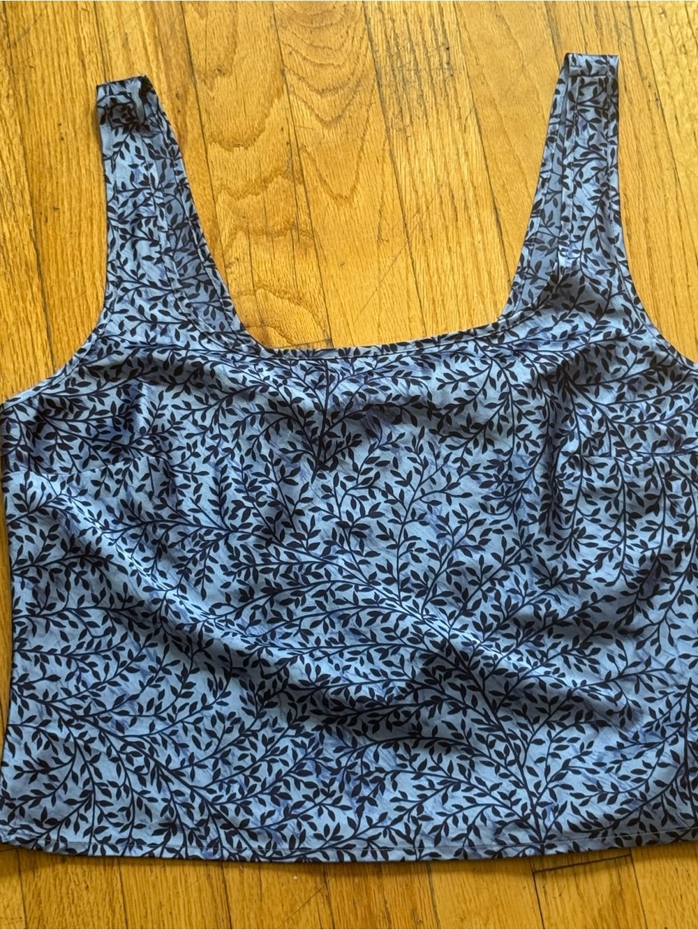 Victoria's Secret Blue Leaf-Print Square-Neck Tank